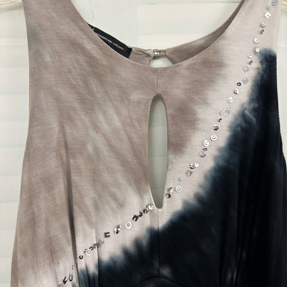 INC International Concepts Black and Gray Tie-Dye Midi Dress - Picture 3 of 7